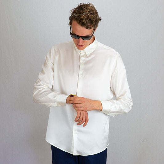 Classic 6A Silk Shirt White