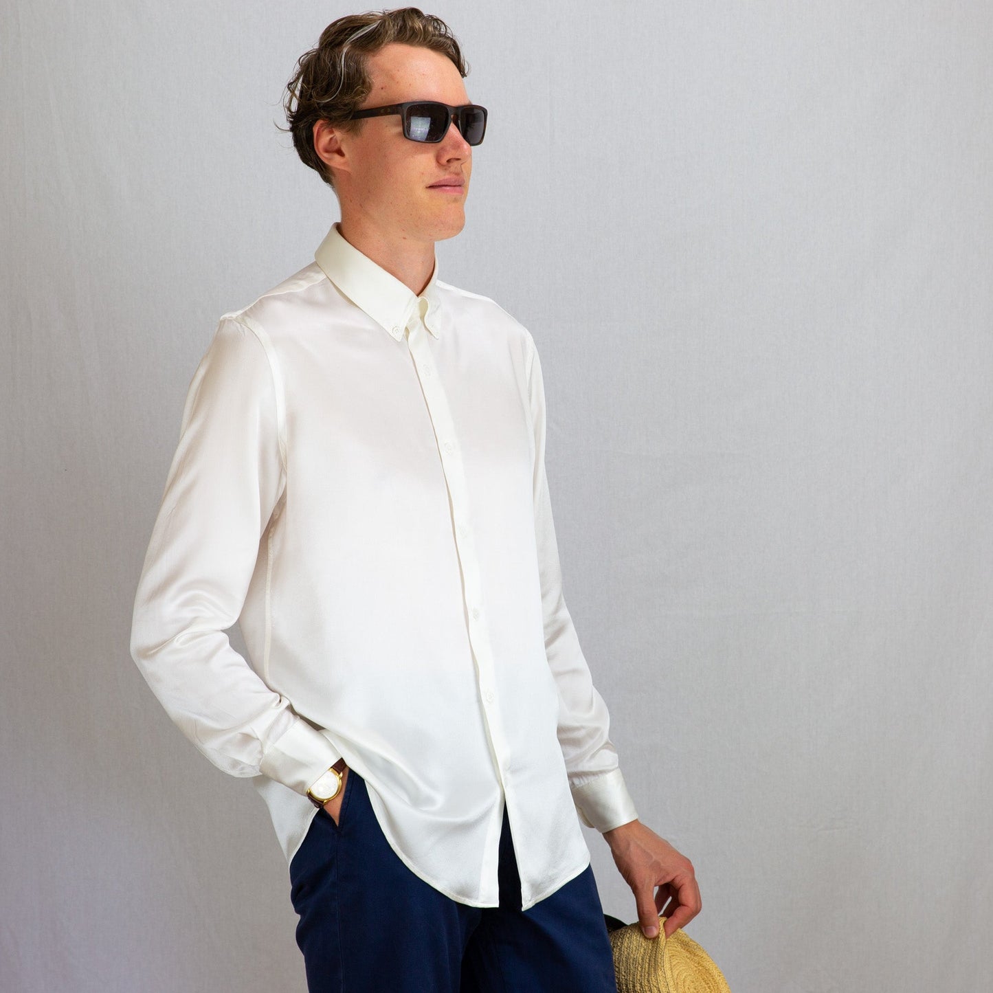 Classic 6A Silk Shirt White
